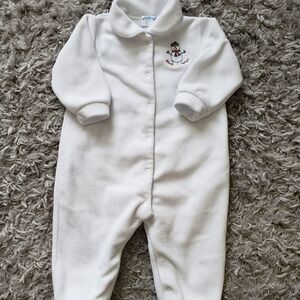 All mine  Vintage snowman print baby fleece bodysuit